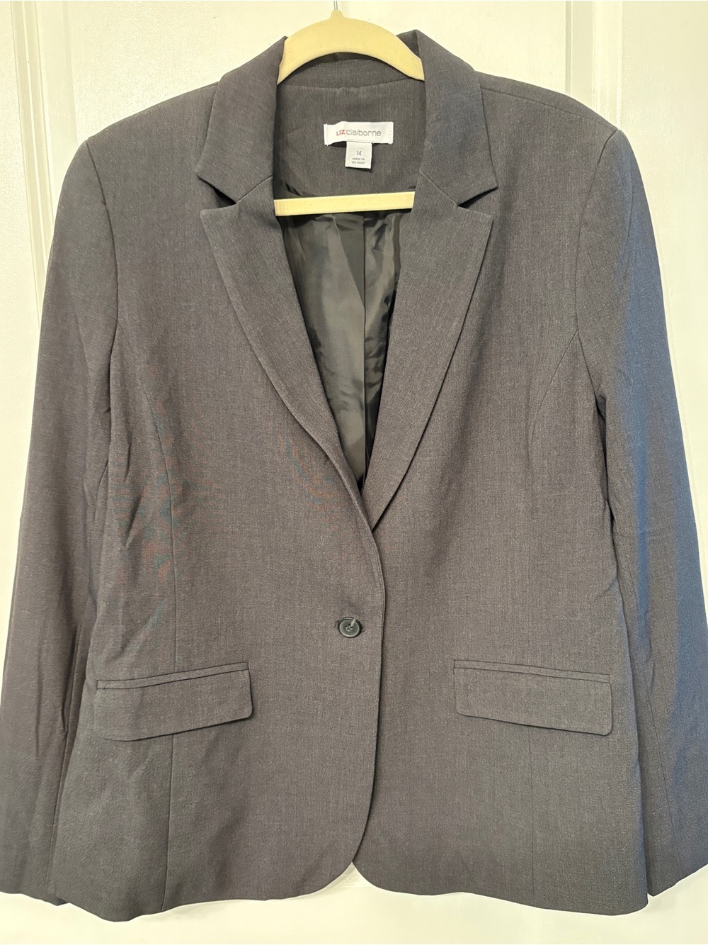 Liz Claiborne Charcoal Gray Single-Button Blazer